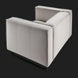 Modern Surya Dylan accent chair with light gray linen upholstery and a black iron base.