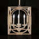 Surya Braylee 4-light chandelier with a light wood frame, rope accents, and candelabra bulbs.