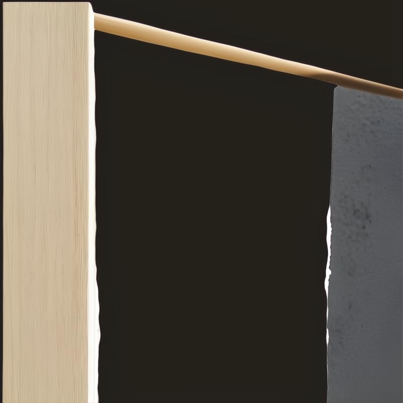 Surya Aasmaa AAM-003 wall art set featuring a light wood frame, a wooden rod, and a dark gray abstract panel.