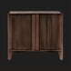 Surya Ronan RNO-003 brown lacquered mango wood cabinet with vertical slat doors and a modern, minimalist design.