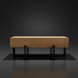 Surya Lowmax coffee table with a brown mango wood top and black cast iron base.