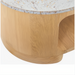 Surya Poros coffee table with a light cork veneer top and a natural brown oak base.