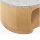 Surya Poros coffee table with a light cork veneer top and a natural brown oak base.