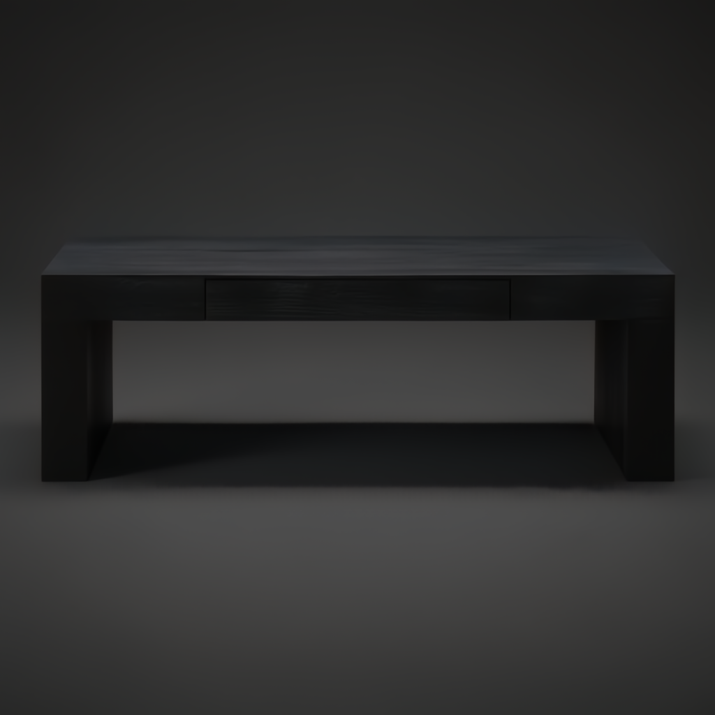 Surya Coburn black brushed mango wood coffee table with soft-close drawer and storage.