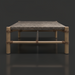 Surya Porta outdoor coffee table with charcoal matte stone top, brown aluminum base, and PE rope detail.