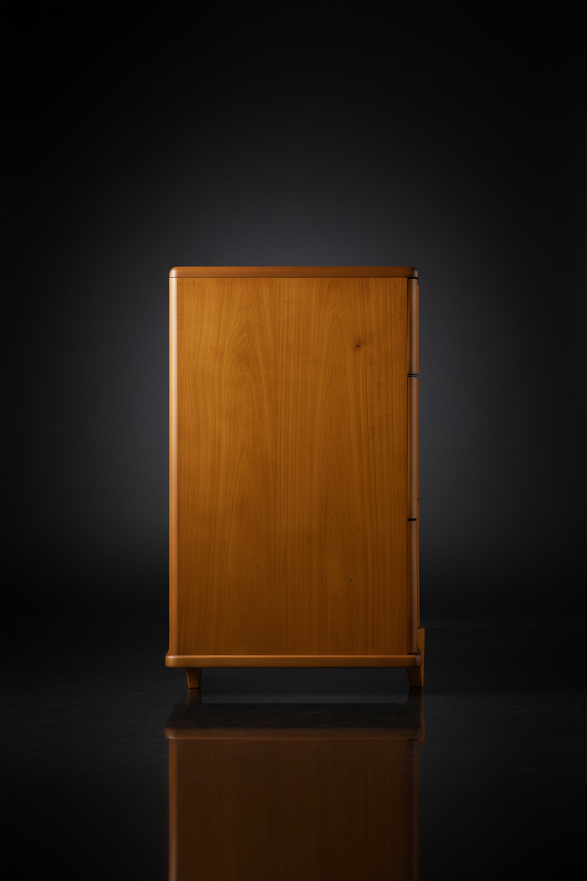 Grande Collection brown stained poplar dresser with minimalist modern design.