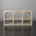 Ivory washed mango wood console table with a global-inspired bohemian design and six display cubbies.