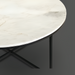 Round Surya Anastasia coffee table with white natural marble top and black matte iron base.