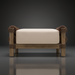 Surya Porta Ottoman with a cream Sunbrella cushion and brown hand-painted aluminum base, wrapped with rope accents.
