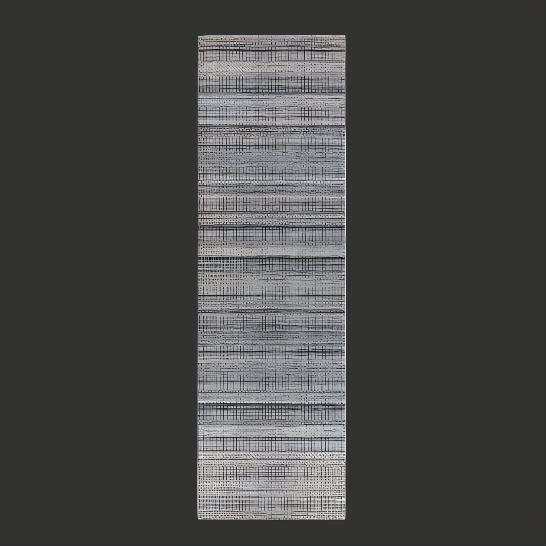 Surya Hickory HCK2303 hand-loomed runner rug with gray, charcoal, light slate, and cream tones, made from recycled PET yarn.