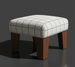 Surya Mirava Ottoman, 18"H, with a rounded square, checkered polyester top and brown stained rubber wood base.
