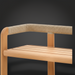 Brushed teak wood bench with PE rope-wrapped armrest and slatted seat.