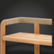 Brushed teak wood bench with PE rope-wrapped armrest and slatted seat.