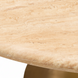 Surya Anatalia 55" round dining table with cream polished travertine top and gold brushed brass base.