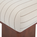 Surya Lunara Ottoman with a cream polyester cover, brown pinstripes, and a brown stained rubber wood base.