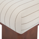 Surya Lunara Ottoman with a cream polyester cover, brown pinstripes, and a brown stained rubber wood base.