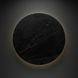 Round black polished marble dining table top with natural white veining.