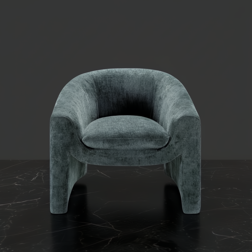 Surya Cascadia accent chair with teal polyester upholstery and a compact, modern design.