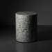 Surya Iridescent End Table, round shell top and base with tan, ivory, gray, denim, and ice blue shell detailing.