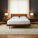 Grande King/CA King wood bed with brown poplar finish and minimalist modern design.