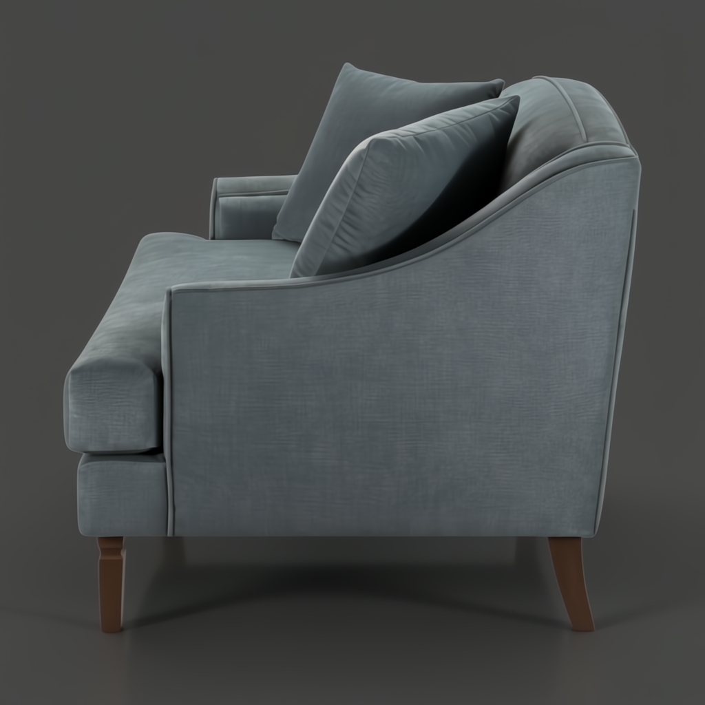 Surya Maywood accent chair in teal polyester with dark brown rubber wood base.
