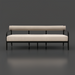 Surya Antibes outdoor sofa with light beige Sunbrella upholstery and a sleek black aluminum frame.