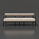 Surya Antibes outdoor sofa with light beige Sunbrella upholstery and a sleek black aluminum frame.