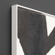 Close-up of Surya Aasmaa AAM-005 modern black and white abstract wall art with textured hand-painted canvas and white frame.