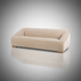 Beige Surya Alba sofa with sloped arms, polyester upholstery, and wooden block feet.