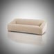 Beige Surya Alba sofa with sloped arms, polyester upholstery, and wooden block feet.