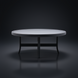 Surya Fairborn 42-inch round black hand-painted aluminum outdoor coffee table with a clean profile.