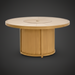 Surya Cape Town 50" round wheat hand-painted aluminum outdoor fire table with sculptural base.
