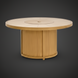 Surya Cape Town 50" round wheat hand-painted aluminum outdoor fire table with sculptural base.