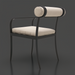 Surya Antibes dining chair with black aluminum frame and cream Sunbrella upholstery.