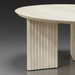 Round Surya Agnes coffee table, white washed mango wood, with a fluted base.