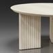 Round Surya Agnes coffee table, white washed mango wood, with a fluted base.