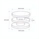 Diagram of a 24-inch high cream iron end table with three tiered round shelves.