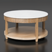 Surya Rosemary 32" round white marble top coffee table with natural mango wood base.