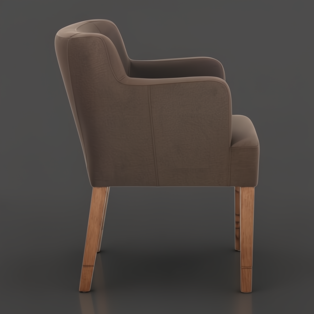 Surya Monay Dining Chair, chocolate brown upholstered with oak wood legs, global eclectic style.