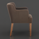 Surya Monay Dining Chair, chocolate brown upholstered with oak wood legs, global eclectic style.