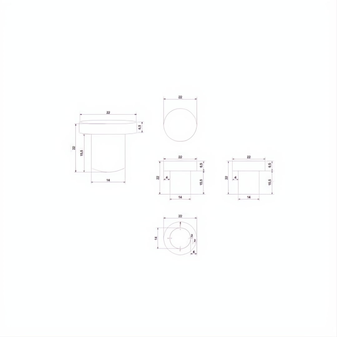 Technical drawing of the Surya Russula End Table, showing various dimensions and views.