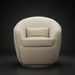 Surya Ariah beige swivel chair with polyester upholstery and a small lumbar pillow.
