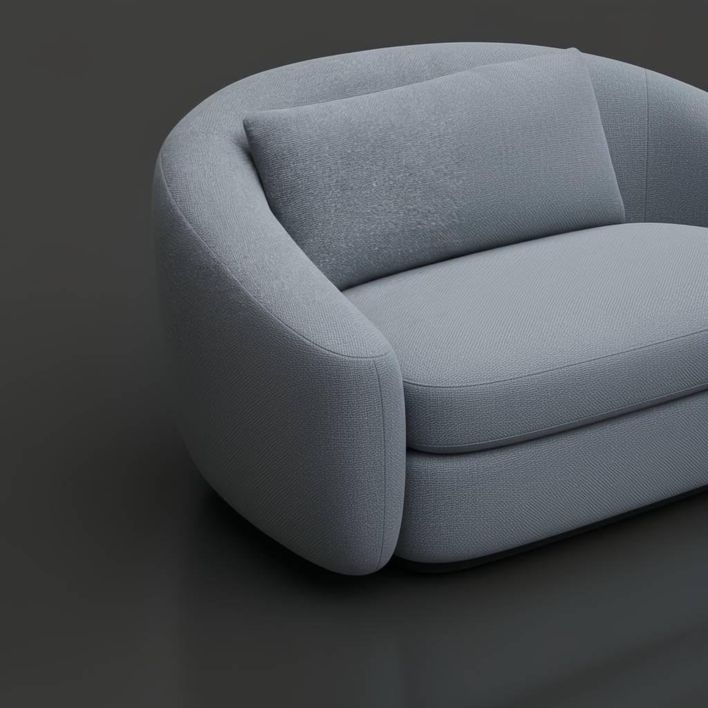 Surya Loma swivel chair in blue polyester and rayon with a foam cushion and ash wood base.