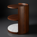 Modern Surya Gerald end table with dark brown mango wood top and two shelves, one with white marble.