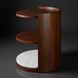 Modern Surya Gerald end table with dark brown mango wood top and two shelves, one with white marble.