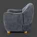Surya Perch Accent Chair, minimalist modern design with medium gray polyester upholstery and brown rubber wood base.