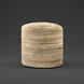 Camel Surya Denpasar Pouf with woven jute and cotton top, raw edge detail, 18-inch cube size.