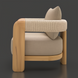 Surya Palma Accent Chair with light beige Sunbrella cushions, teak wood frame, and PE rope-wrapped arms.