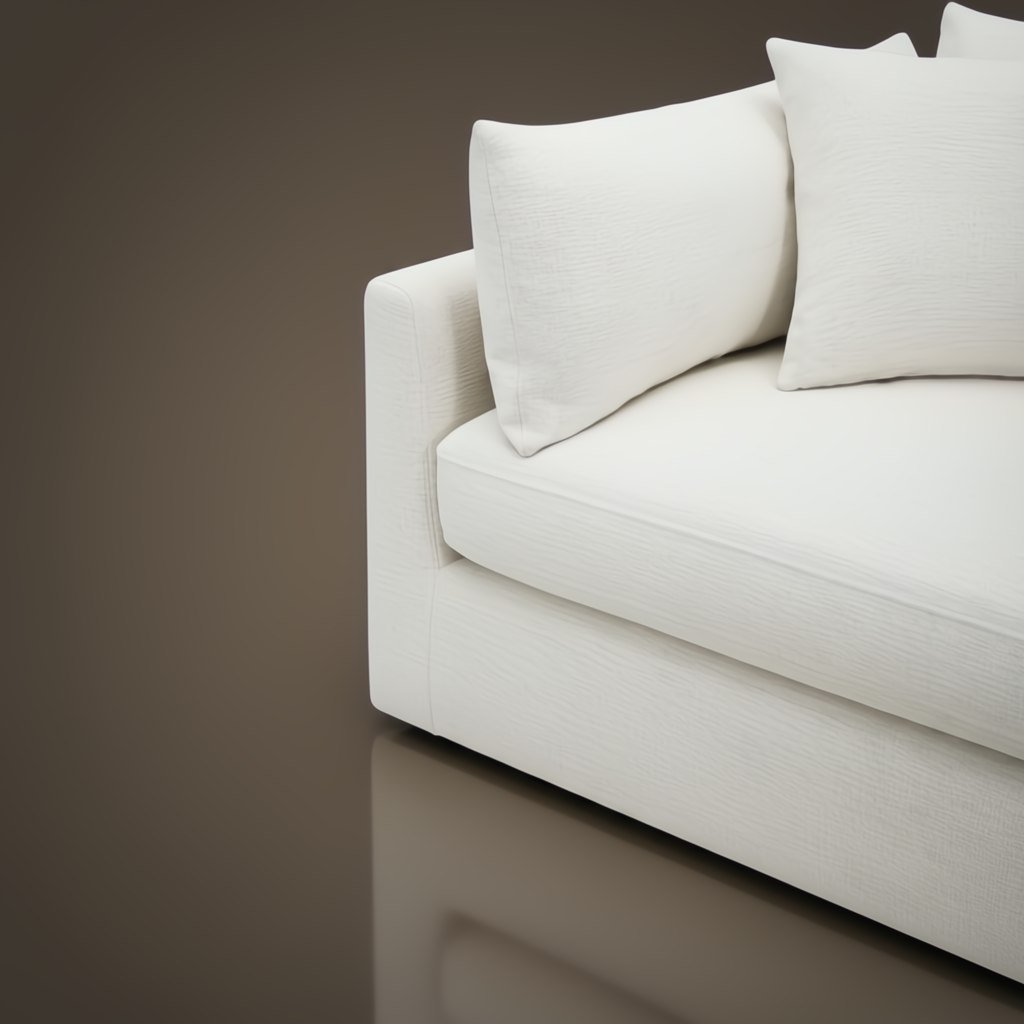 Surya Capitola off-white polyester linen sofa with clean modern design and soft cushions.