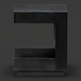 Surya Coburn black mango wood end table with minimalist modern C-shape design and drawer.